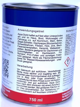 Aqua-Dicht grey 750 ml – instant sealing compound for repairs, broad adhesion range even in wet conditions