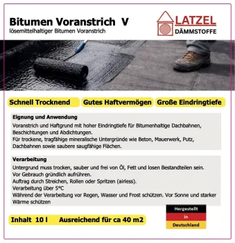 Bitumen Voranstrich V lösemittelhaltig Gutes Haftvermögen  Kanister 10 Liter