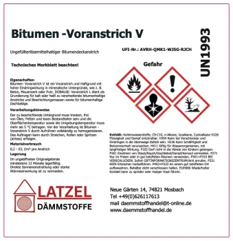 Bitumen Voranstrich V lösemittelhaltig Gutes Haftvermögen  Kanister 10 Liter