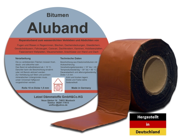 Dachabdichtungsbahn mit Aluminiumbeschichtung Farbe Ziegelrot/Terracotta - Rolle 5 m² Selbstklebend