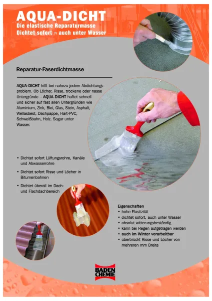 Aqua-Dicht transparente, 750 ml – compuesto sellador instantáneo para reparaciones, amplia adherencia incluso en condiciones húmedas.