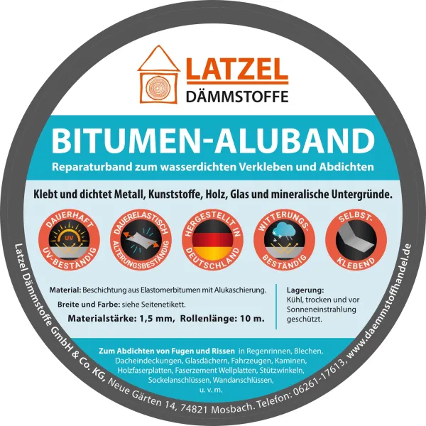Bitumen aluminium tape Brick red/Terracotta 50 mm x 10 m – self-adhesive sealing and repair tape, weather-resistant