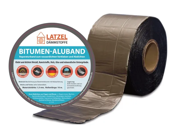 Bitumen aluminum tape Lead colored 50 mm x 10 m – self-adhesive sealing and repair tape, weather-resistant