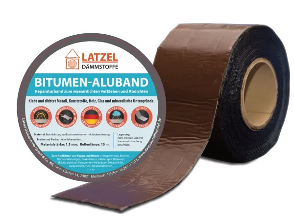 Bitumen aluminum tape Brown 50 mm x 10 m – self-adhesive sealing and repair tape, weather-resistant