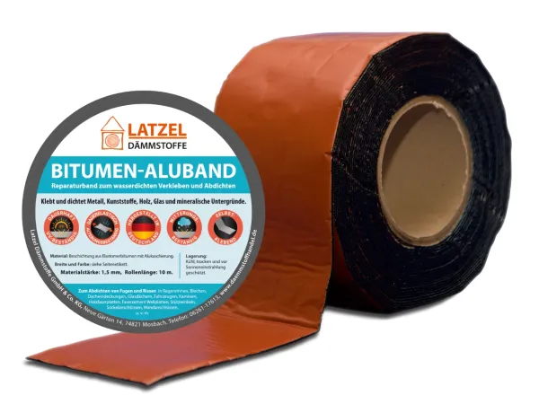 Bitumen aluminium tape Brick red/Terracotta 50 mm x 10 m – self-adhesive sealing and repair tape, weather-resistant