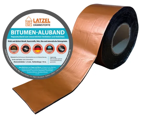 Bitumen aluminum tape Copper 50 mm x 10 m – self-adhesive sealing and repair tape, weather-resistant