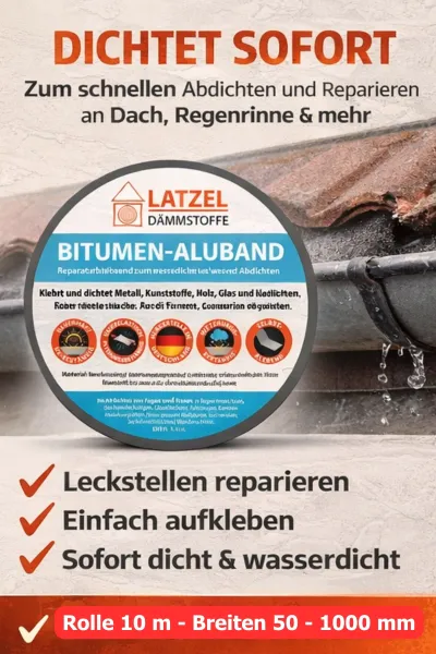 Bitumen aluminum tape 50 mm x 10 m – self-adhesive sealing and repair tape, weather-resistant