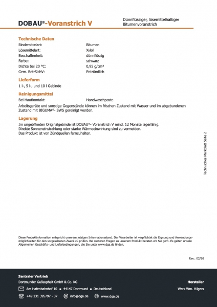 Bitumen Voranstrich V lösemittelhaltig1 Liter