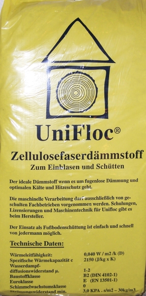 Unifloc Fußbodenschüttung aus Zellulosefasern 14 kg Sack
